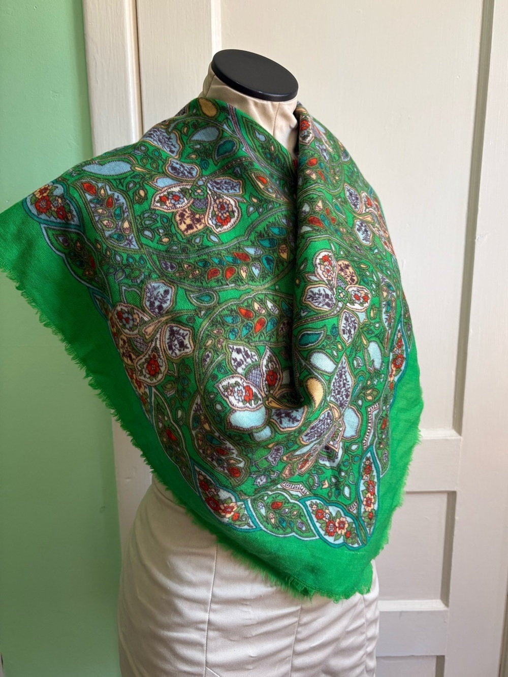 Green Colorful Paisley Print Scarf - Picture 2 of 4
